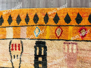 Boho Chic Retreat | Orange Shag Moroccan Rug with Vintage Berber Patterns