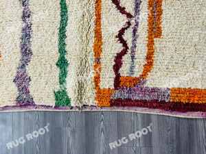 Unique Moroccan Boujaad Rug | Handwoven Wool with Abstract Striped Design