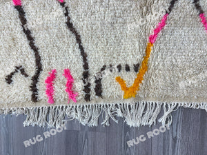 Moroccan Modern | Handwoven Azilal Rug with Pink and Black Accents