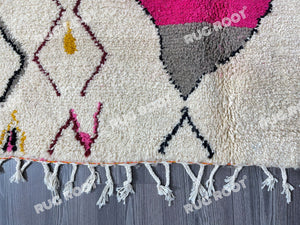 Handcrafted Moroccan Artistry | Azilal Rug in Pink, Grey, and Mustard Yellow