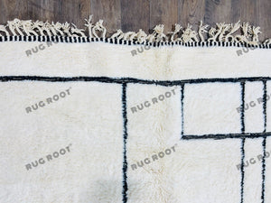 Nordic Simplicity Meets Moroccan Soul | Large White Rug with Subtle Ethnic Motifs