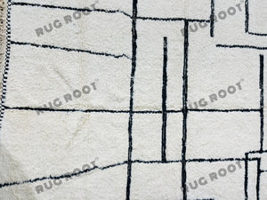Contemporary Beni Ourain Rug | Handwoven Moroccan Wool with Abstract Pattern