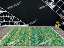 Load image into Gallery viewer, Handcrafted Moroccan Haven | Emerald Green Berber Rug with Latticework Motif
