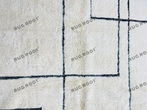 Nordic Simplicity Meets Moroccan Soul | Large White Rug with Subtle Ethnic Motifs