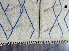 Load image into Gallery viewer, Modern Moroccan Azilal Rug | Handwoven Wool Rug with Bold Blue Geometric Motifs
