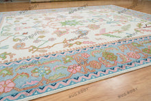 Load image into Gallery viewer, Lovely Seascape | Cream Oushak Rug | Idyllic Blue-Green Area Rug
