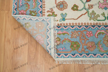 Load image into Gallery viewer, Lovely Seascape | Cream Oushak Rug | Idyllic Blue-Green Area Rug
