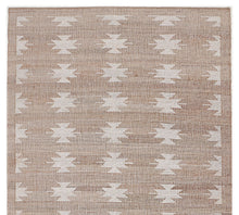 Load image into Gallery viewer, Handwoven Jute &amp; Cotton Rug with Geometric Pattern in Natural &amp; Ivory – Flatweave
