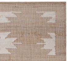 Load image into Gallery viewer, Handwoven Jute &amp; Cotton Rug with Geometric Pattern in Natural &amp; Ivory – Flatweave
