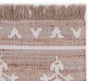 Handwoven Jute & Wool Rug with Floral Motif in Natural & Ivory – Flatweave