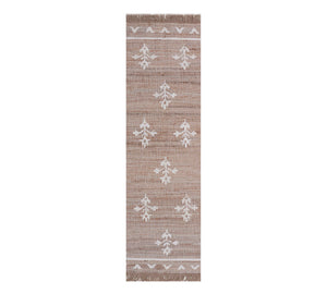 Handwoven Jute & Wool Rug with Floral Motif in Natural & Ivory – Flatweave