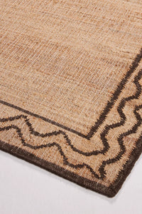 Handwoven Jute Rug with Brown Zigzag Border – Flatweave