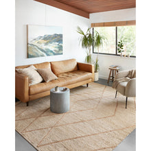 Load image into Gallery viewer, Handwoven Jute &amp; Wool Rug with Diamond Line Pattern in Beige – Flatweave
