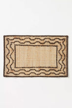 Load image into Gallery viewer, Handwoven Jute Rug with Brown Zigzag Border – Flatweave
