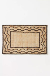 Handwoven Jute Rug with Brown Zigzag Border – Flatweave