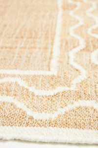 Handwoven Jute Rug with Ivory Zigzag Border – Flatweave