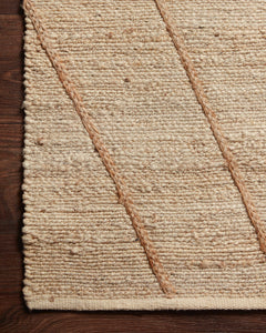 Handwoven Jute & Wool Rug with Diamond Line Pattern in Beige – Flatweave