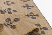 Load image into Gallery viewer, Handwoven Jute &amp; Wool Rug with Floral Pattern in Natural &amp; Navy – Flatweave
