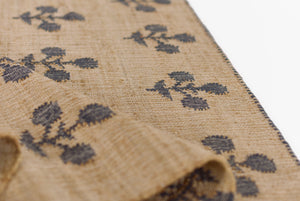 Handwoven Jute & Wool Rug with Floral Pattern in Natural & Navy – Flatweave