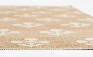 Handwoven Jute & Wool Rug with Floral Pattern in Natural & Ivory – Flatweave