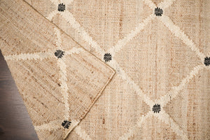 Handwoven Jute & Wool Rug with Crisscross Pattern in Natural & Ivory – Flatweave