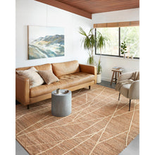 Load image into Gallery viewer, Handwoven Jute &amp; Wool Rug with Linear Branch Pattern in Natural &amp; Ivory – Flatweave
