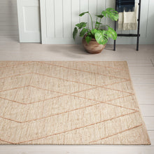 Load image into Gallery viewer, Handwoven Jute &amp; Wool Rug with Diamond Line Pattern in Beige – Flatweave
