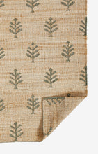 Load image into Gallery viewer, Handwoven Jute &amp; Wool Rug with Tree Motif in Natural &amp; Green – Flatweave
