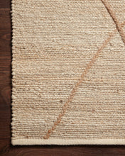 Load image into Gallery viewer, Handwoven Jute &amp; Wool Rug with Abstract Line Pattern in Beige – Flatweave
