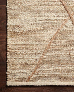 Handwoven Jute & Wool Rug with Abstract Line Pattern in Beige – Flatweave