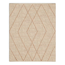 Load image into Gallery viewer, Handwoven Jute &amp; Wool Rug with Diamond Line Pattern in Beige – Flatweave
