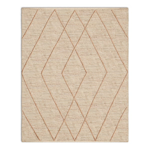 Handwoven Jute & Wool Rug with Diamond Line Pattern in Beige – Flatweave