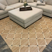 Load image into Gallery viewer, Handwoven Jute &amp; Wool Rug with Crisscross Pattern in Natural &amp; Ivory – Flatweave
