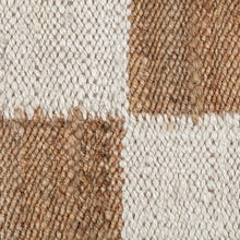 Load image into Gallery viewer, Handwoven Jute &amp; Wool Rug with Checkerboard Pattern in Natural &amp; Brown – Flatweave
