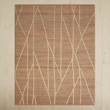 Load image into Gallery viewer, Handwoven Jute &amp; Wool Rug with Linear Branch Pattern in Natural &amp; Ivory – Flatweave
