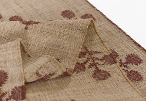 Handwoven Jute & Wool Rug with Floral Pattern in Natural & Rust – Flatweave