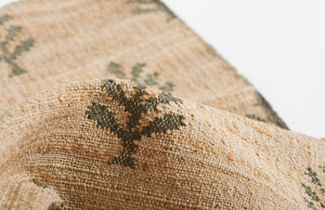 Handwoven Jute & Wool Rug with Tree Motif in Natural & Green – Flatweave