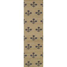 Load image into Gallery viewer, Handwoven Jute &amp; Wool Rug with Floral Pattern in Natural &amp; Navy – Flatweave
