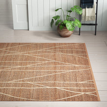 Load image into Gallery viewer, Handwoven Jute &amp; Wool Rug with Linear Branch Pattern in Natural &amp; Ivory – Flatweave
