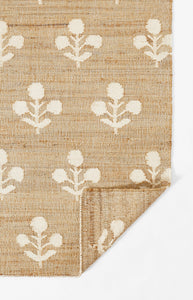 Handwoven Jute & Wool Rug with Floral Pattern in Natural & Ivory – Flatweave