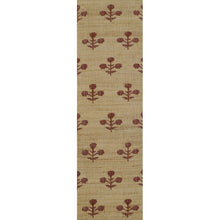 Load image into Gallery viewer, Handwoven Jute &amp; Wool Rug with Floral Pattern in Natural &amp; Rust – Flatweave
