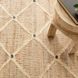 Handwoven Jute & Wool Rug with Crisscross Pattern in Natural & Ivory – Flatweave