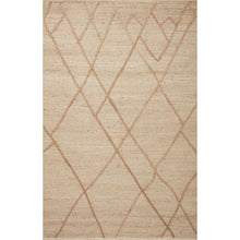 Load image into Gallery viewer, Handwoven Jute &amp; Wool Rug with Abstract Line Pattern in Beige – Flatweave
