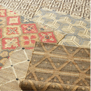 Handwoven Jute & Wool Rug with Multicolor Medallion Pattern – Flatweave