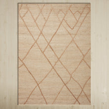 Load image into Gallery viewer, Handwoven Jute &amp; Wool Rug with Abstract Line Pattern in Beige – Flatweave
