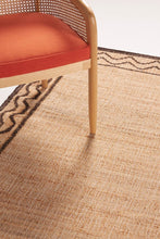 Load image into Gallery viewer, Handwoven Jute Rug with Brown Zigzag Border – Flatweave
