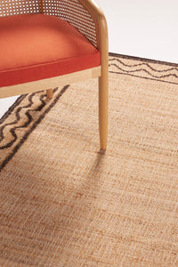 Handwoven Jute Rug with Brown Zigzag Border – Flatweave