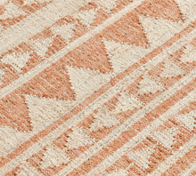 Load image into Gallery viewer, Handwoven Jute &amp; Cotton Rug with Tribal Design in Natural &amp; Terracotta – Flatweave
