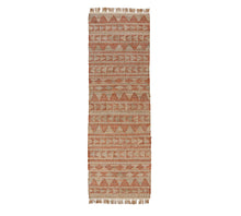 Load image into Gallery viewer, Handwoven Jute &amp; Cotton Rug with Tribal Design in Natural &amp; Terracotta – Flatweave
