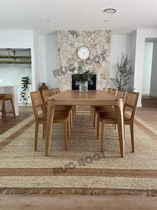 Handwoven Jute Rug with Natural Border – Minimalist Flatweave Design